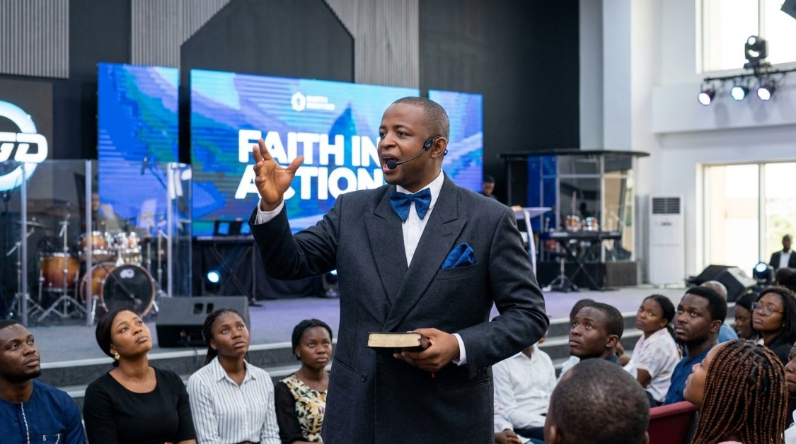 Pastor Ifeanyi Anierobi preaching at The Ekklesia Lagos